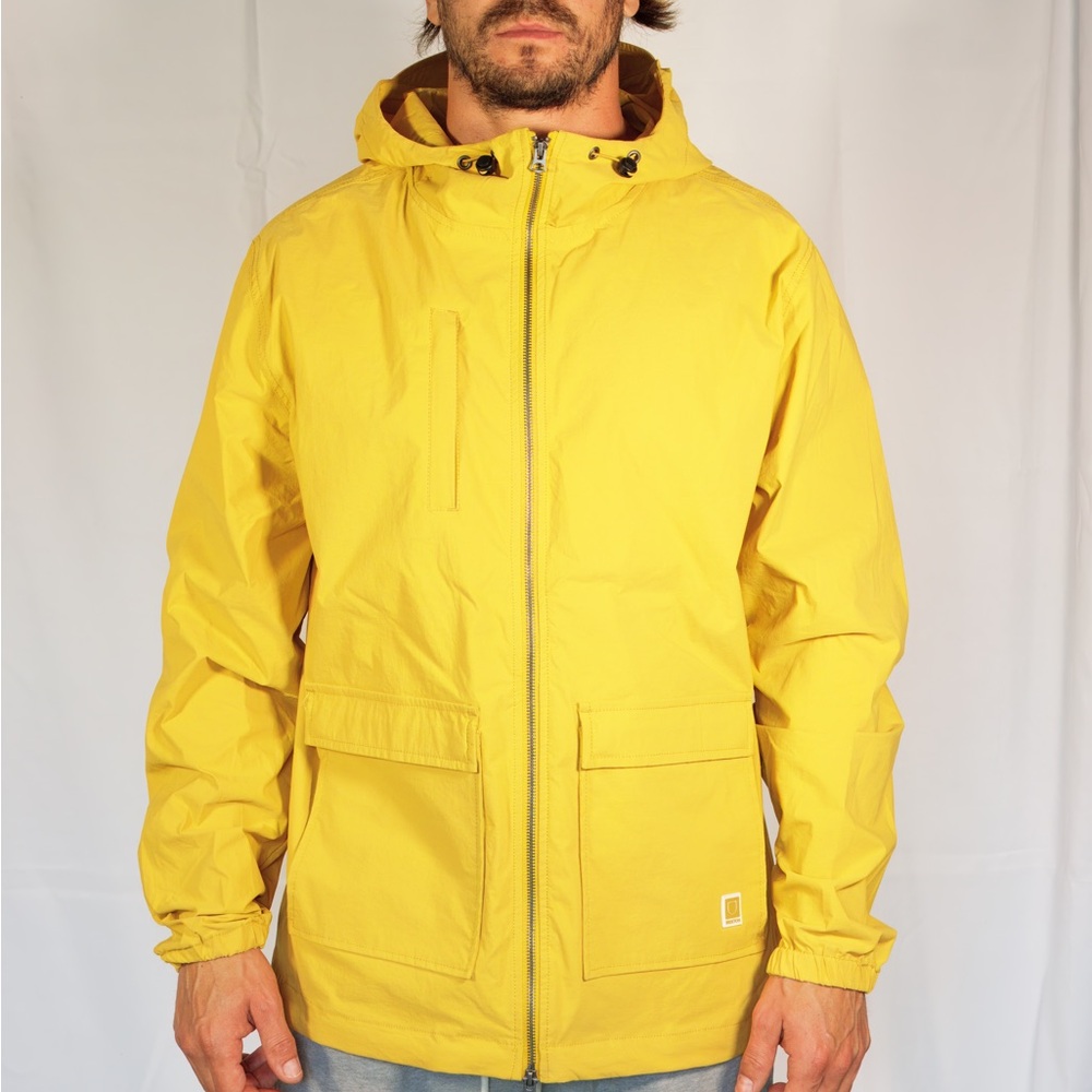 Brixton Yellow Raincoat with Hood and Water-Resistant Material